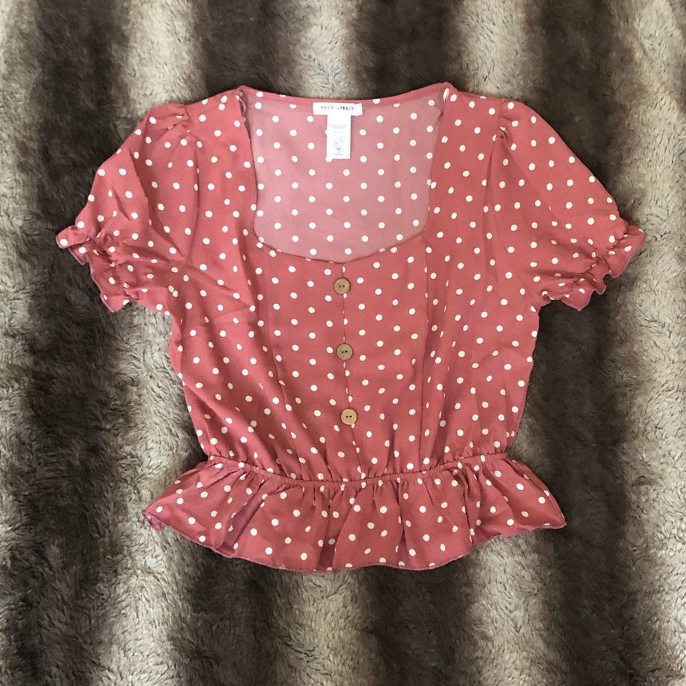 POLKA Dot Button Crop Top Medium